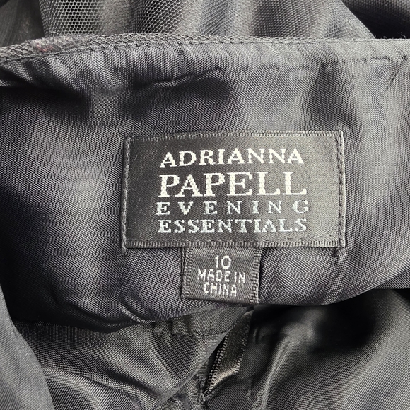 Adrianna Papell Evening Essentials Black Sheer Polka Dot A-Line Skirt Ce-2681 - Picture 8 of 9